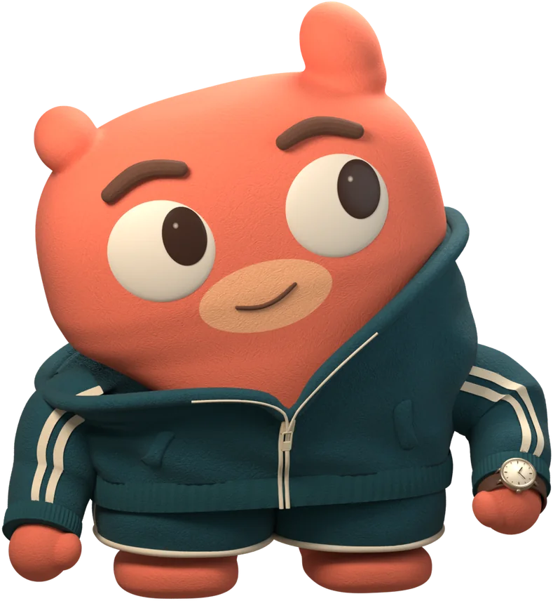 Kento, a round coral coach in a dark teal tracksuit, glancing over at the plan.