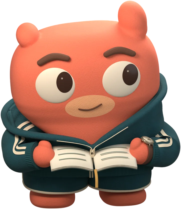 Kento reading a small open book.